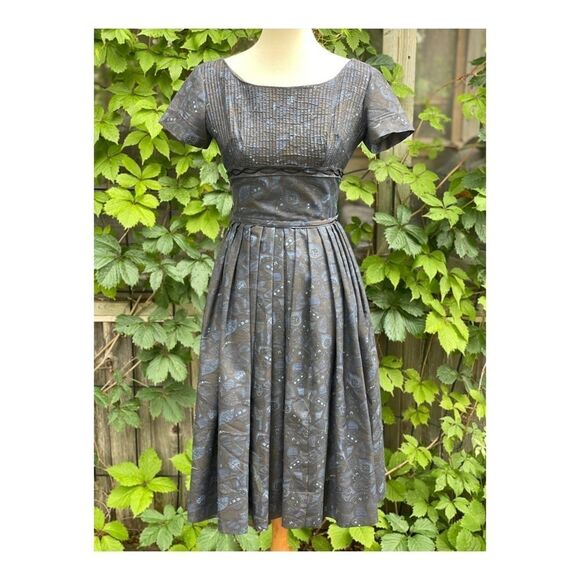 Vintage 1950s Dress MCM Swing Fit & Flare Mad Men - Picture 1 of 16